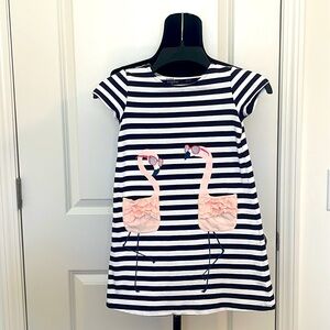 Rumi and Ryder Navy Stiped Flamingo Dress Size  S (6-7)